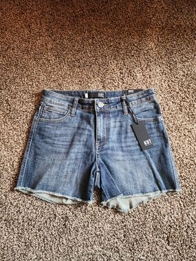 Kut from the Kloth Medium Blue Denim Frayed Hem Shorts
